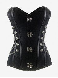 Gothic Chain Decor Lace-up Boning Brocade Corset -  