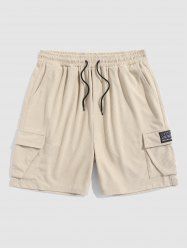 Short en Couleur Unie avec Multi-Poches en Velours Côtelé - café lumière XXL