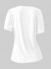 Plus Size Pintuck Detail Lace Trim Tulip Sleeve T-shirt - Blanc 2XL