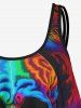 Haut de Tankini Gothique 3D Crâne Colorée Imprimée à Bretelle Fine - Noir S