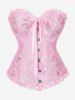 Gothic Frilled Lace-up Boning Overbust Brocade Corset -  