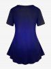 Plus Size 3D Light Flower Printed Short Sleeve Tee -  
