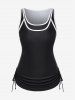Cinched Ruch Colorblock Skirt Tankini Swimsuit -  