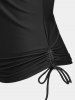 Cinched Ruch Colorblock Skirt Tankini Swimsuit -  