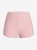 Maillot de Bain Tankini 3D Fleur Imprimée à Bretelle Croisée Au Dos en Blocs de Couleurs - Rose clair M | US 10