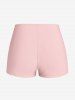 Maillot de Bain Tankini 3D Fleur Imprimée à Bretelle Croisée Au Dos en Blocs de Couleurs - Rose clair M | US 10