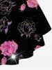 Plus Size 3D Flower Light Beam Print Crisscross V Neck Short Sleeve T-Shirt -  