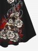 Haut de Tankini Gothique 3D Tordu Crâne Fleuri Imprimé à Col Halter - Rouge XS