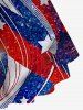 Plus Size 3D Red White Blue American Flag Print Crisscross Short Sleeve T-Shirt -  