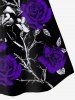 Plus Size 3D Skull Flower Leaves Print Spaghetti Strap Top (Adjustable Shoulder Strap) -  