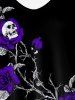 Plus Size 3D Skull Flower Leaves Print Spaghetti Strap Top (Adjustable Shoulder Strap) -  