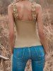 Solid Color Ruffles Strap Textured Casual Tank Top -  