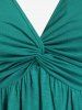 Plus Size Twist Mesh Butterfly Sleeves Chain Plunging T-shirt -  