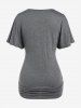T-shirt Superposé Cœur Anneau de Grande Taille à Manches Raglan - Gris 1X | US 14-16