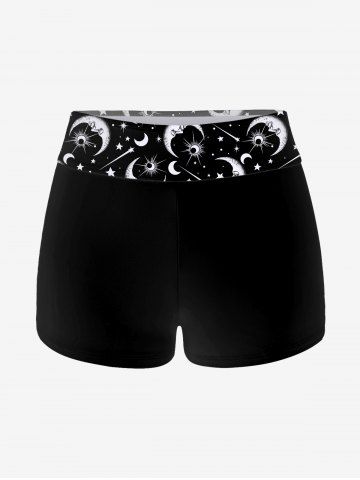 Gothic 3D Moon Star Glitter Print Boyleg Tankini Swimsuit (Adjustable Shoulder Strap)