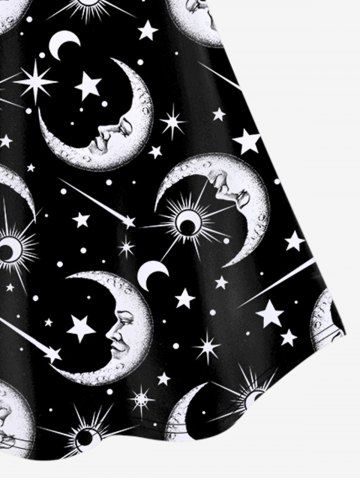 Gothic 3D Moon Star Glitter Print Boyleg Tankini Swimsuit (Adjustable Shoulder Strap)