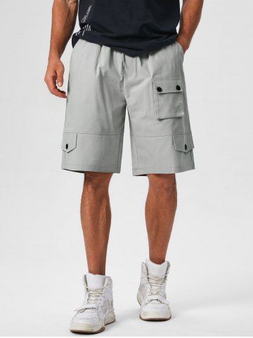 Multi Pockets Drawstring Cargo Shorts - LIGHT GRAY - XL