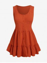 Plus Size Solid Color Button Tank Top -  