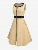 Plus Size Pocket Zipper Sleeveless Dress -  