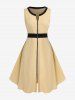 Plus Size Pocket Zipper Sleeveless Dress -  