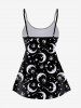 Gothic 3D Moon Star Glitter Print Boyleg Tankini Swimsuit (Adjustable Shoulder Strap) -  