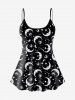 Gothic 3D Moon Star Glitter Print Boyleg Tankini Swimsuit (Adjustable Shoulder Strap) -  