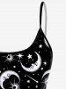 Gothic 3D Moon Star Glitter Print Boyleg Tankini Swimsuit (Adjustable Shoulder Strap) -  