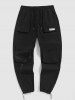 Pantalon Cargo de Couleur Unie avec Sangle à Boucle - Noir XL