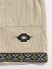 Ethnic Aztec Pattern Embroidered Corduroy Shorts -  
