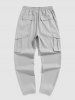 Straight Leg Large Pocket Design Cargo Pants -  