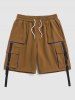Tape Decor Streetwear Cargo Shorts -  