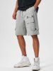 Short Cargo à Cordon avec Multi-Poche - Gris Clair XL
