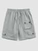 Short Cargo à Cordon avec Multi-Poche - Gris Clair M