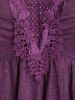 Plus Size Lace Trim Ruched Hollow Out Short Sleeves T-shirt -  