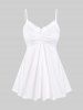 Plus Size Open Front Flounce Top and Ruffles Ruched Tank Top Set -  