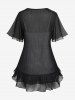 Plus Size Open Front Flounce Top and Ruffles Ruched Tank Top Set -  