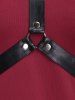 Gothic Grommet PU Leather Strap Ripped Short Sleeve T-Shirt -  