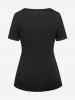 Gothic Grommet PU Leather Strap Ripped Short Sleeve T-Shirt -  