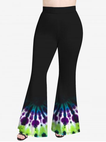 Plus Size Tie Dye Print Flare Pants