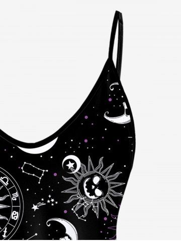 Gothic 3D Moon Sun Glitter Print Tank Top(Adjustable Shoulder Strap)
