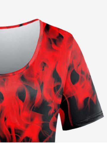 Gothic 3D Flame Print Short Sleeve T-Shirt