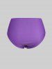 Tankini Plissé 3D Papillon Imprimé à Col Halter - Pourpre  M | US 10