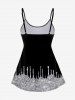 3D Sparkling Sequin Glitter Print Backless Boyleg Modest Tankini Swimsuit -  
