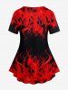T-shirt à Imprimé Flamme 3D à Manches Courtes - Rouge L | US 12