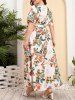 Plus Size Bloom Floral Belted Maxi Dress -  