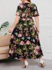 Plus Size Bloom Floral Belted Maxi Dress -  