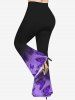 Plus Size 3D Butterfly Glitter Print Flare Pants -  