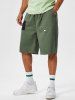Patched Design Large Pocket Casual Shorts -  
