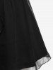 Plus Size 3D Glitter Print Lace Up Butterfly Sleeve T-Shirt -  