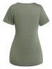 Plain Color Crossover Ruched V Neck Short Sleeve T Shirt -  